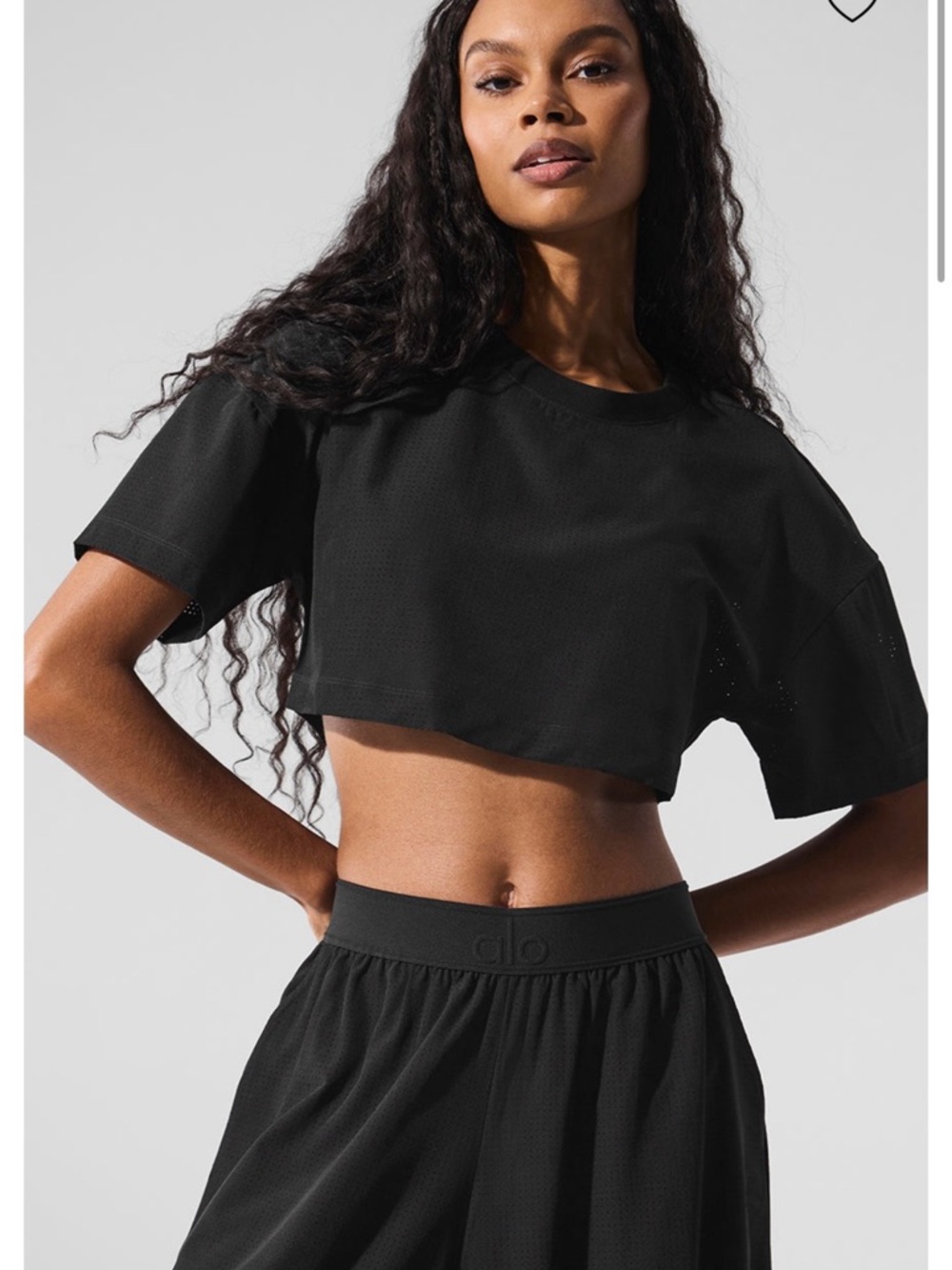 NWOT ALO Yoga mesh mirage black cropped short sleeve